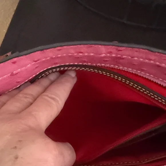 Dooney & Bourke Pink Ostrich-Embossed Tote - Picture 5 of 5